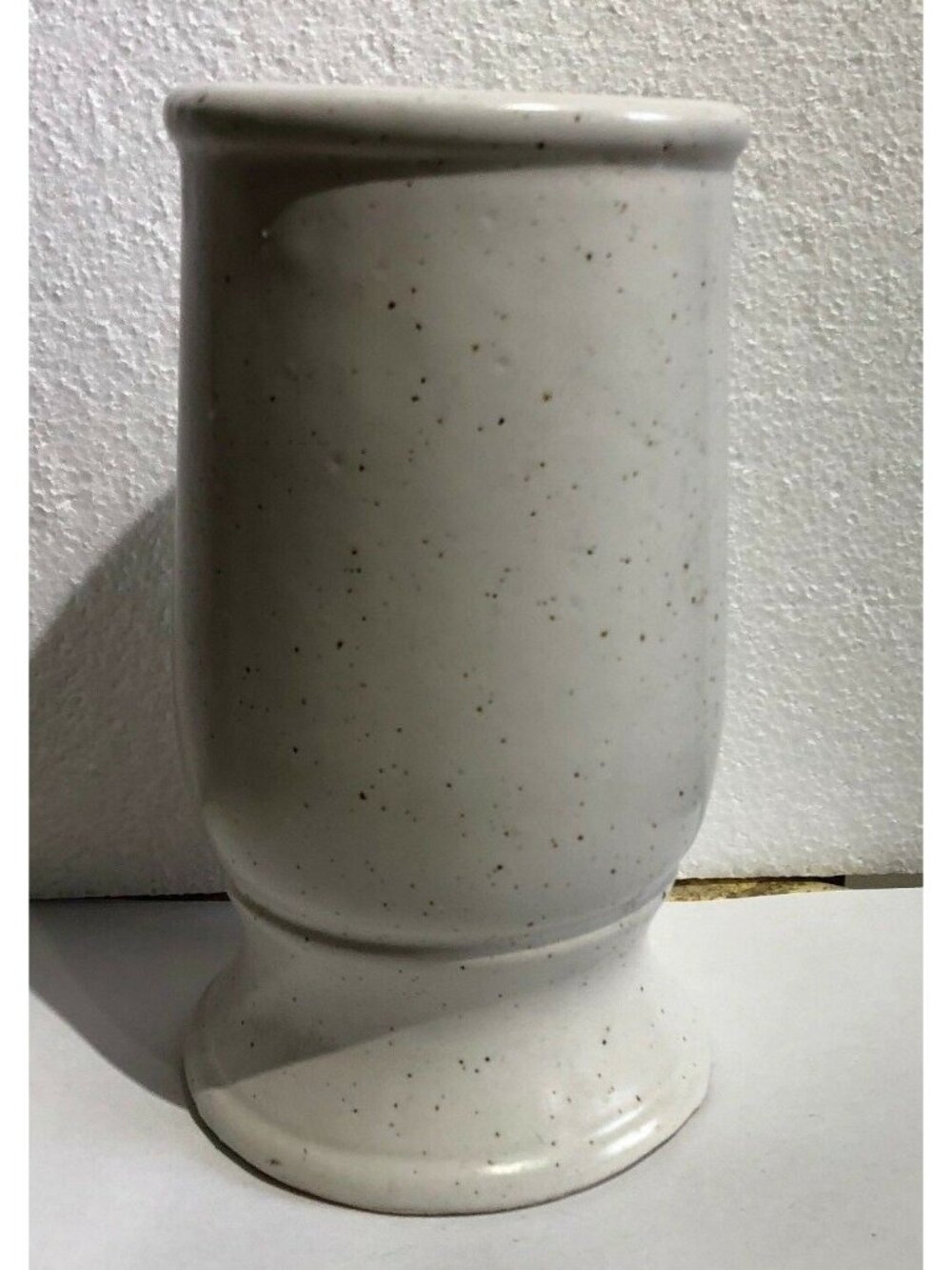Vintage Stoneware Vase Speckled White RWC 1010 mark Mid Century